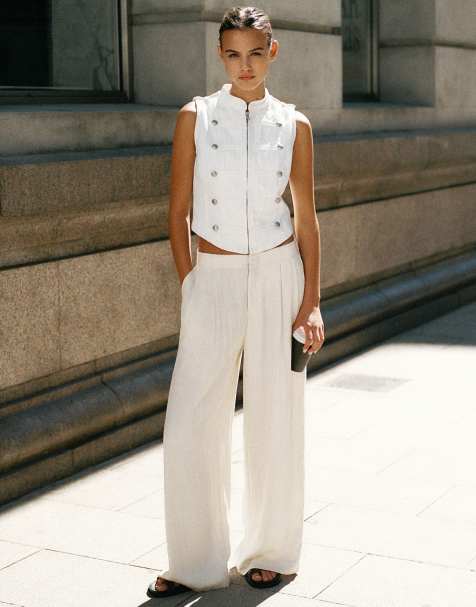 Pull&Bear Elasticated waist smart trousers in beige - view 1