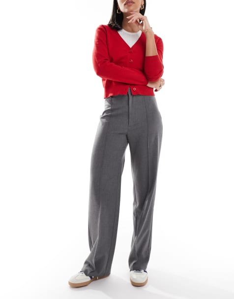 Pull&Bear - Elegante broek met rechte pijpen en naad aan de voorkant in grijs - view 1