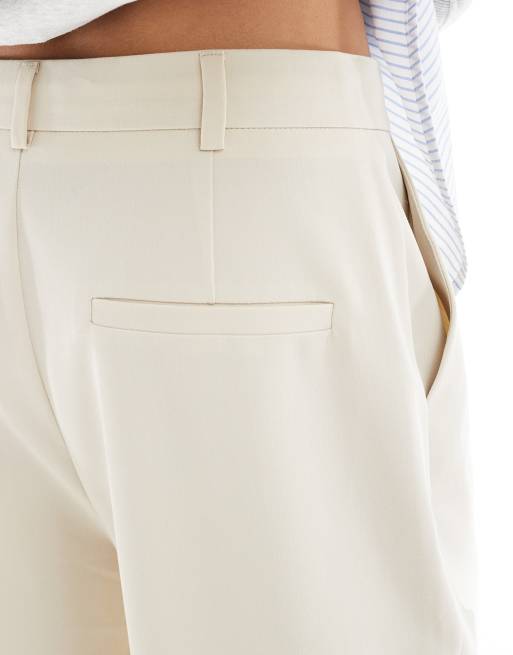 Pull&Bear - Elegante broek met wijde pijpen in ecru, 3 van 4