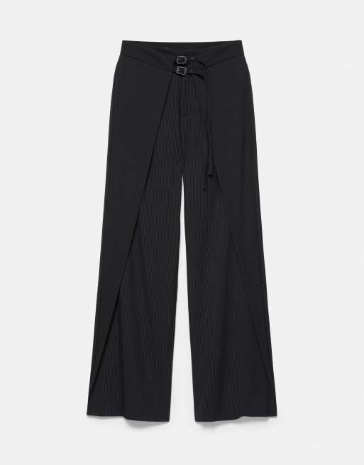 Pull&Bear elegante bukser med læg og spænder i striber, 5 af 7