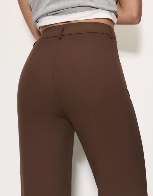 Pull&Bear – Elegante Hose in Braun mit Ziernaht, 4 von 4