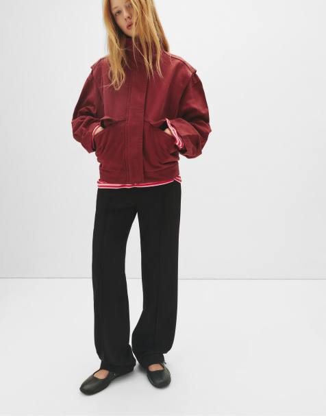 Pull&Bear – Elegante Hose in Braun mit Ziernaht - view 1