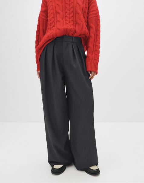 Pull&Bear – Elegante Hose in Grau meliert mit doppelten Abnähern - view 1