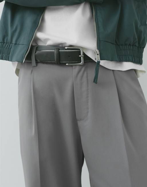 Pull&Bear – Elegante Hose in Grau mit weitem Bein, 3 von 7