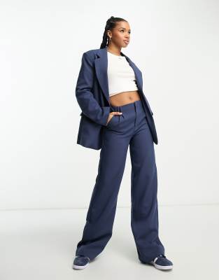 Pull & Bear - Elegante Hose in Marineblau mit hohem Bund, Kombiteil