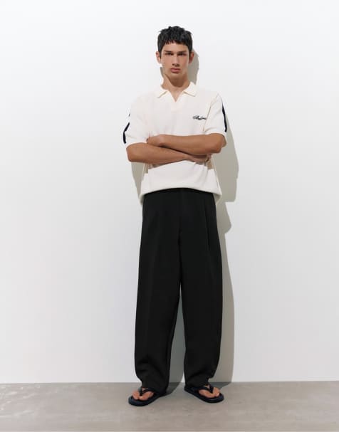 Pull&Bear – Elegante Hose in Schwarz mit Abnähern - view 1