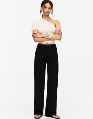 Pull & Bear - Elegante Hose in Schwarz mit hohem Bund und geradem Schnitt