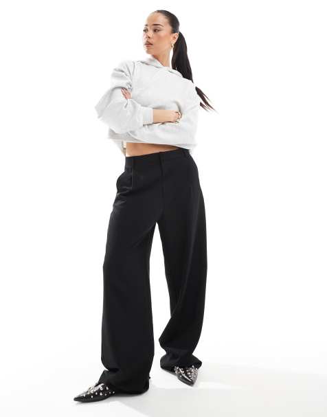 Pull&Bear – Elegante Hose in Schwarz mit weitem Schnitt - view 1