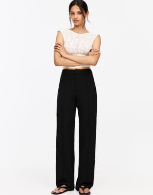 Pull & Bear - Elegante Hose in Schwarz mit Ziernaht