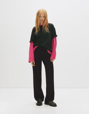 Pull & Bear - Elegante Hose in Schwarz mit Ziernaht
