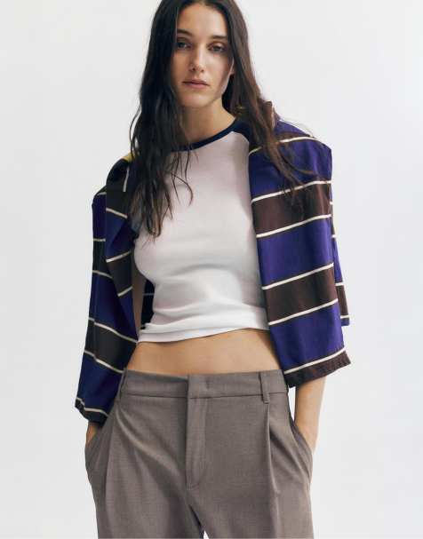 Pull&Bear – Elegante Hose in Taupe mit Abnähern - view 1