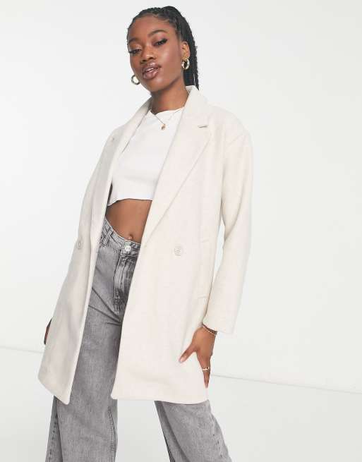Pull&Bear – Elegante, lang geschnittene Cabanjacke in Beige