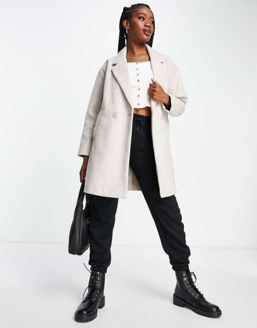 Pull&Bear – Elegante, lang geschnittene Cabanjacke in mittlerem Camel