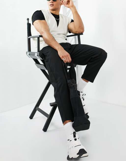 Pull&Bear – Elegante, locker geschnittene Hose in Schwarz 