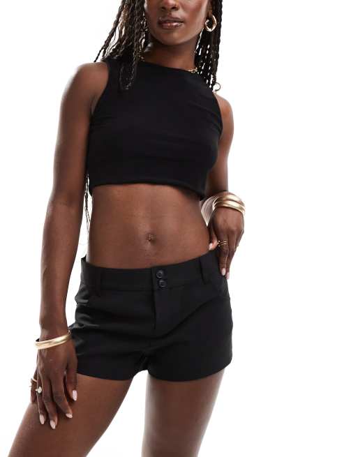 Pull&Bear - Elegante micro-short met lage taille in zwart