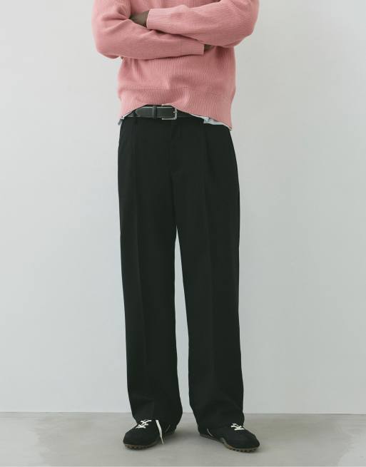 Pull&Bear - Elegante pantalon met wijde pijpen in zwart, 4 van 7