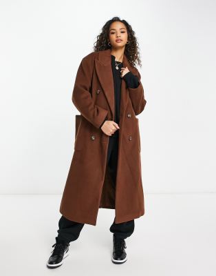 Pull & Bear - Eleganter Oversize-Mantel in Braun