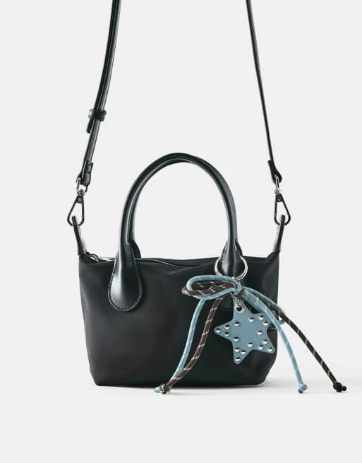 Pull&Bear Embellished nylon crossbody bag in black, 2 of 5