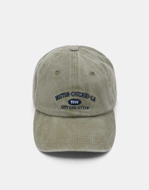 Pull&Bear Embroidered boston cap in faded green - view 1