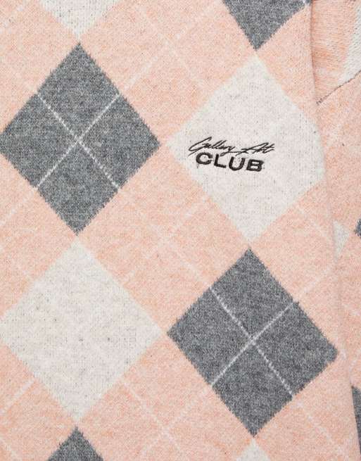 Pull&Bear Embroidered diamond jumper in rose pink, 6 of 7