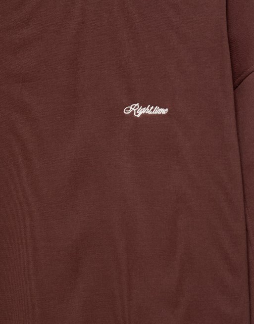 Pull&Bear Embroidered round neck sweatshirt in brown, 7 of 7
