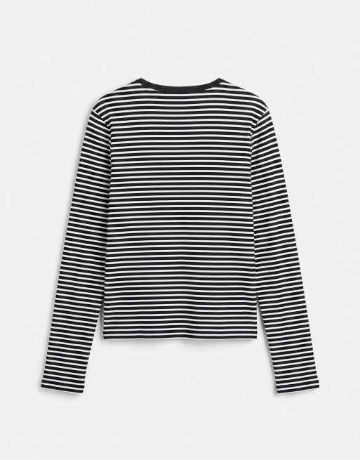 Pull&Bear eng anliegendes Langarm-T-Shirt mit Streifen, 7 von 7