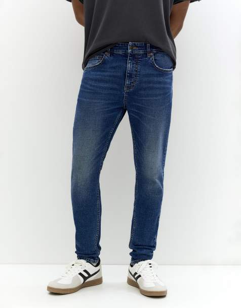 Pull&Bear – Enge Jeans in Dunkelblau - view 1