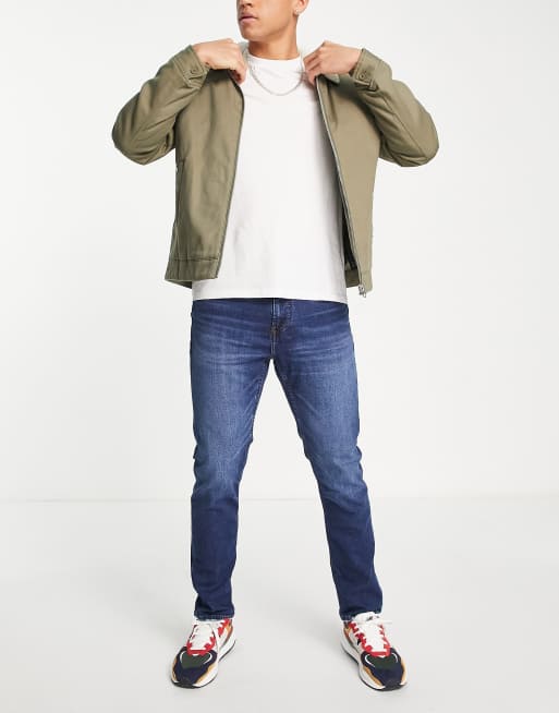 Pull&Bear – Enge Jeans in dunkler Waschung