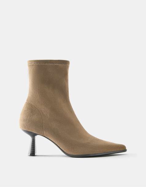 Pull&Bear enkellaarzen met hak in taupe - view 1