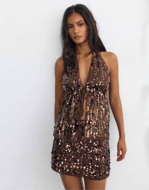 Pull&Bear - Ensemble à sequins - Marron - view 1