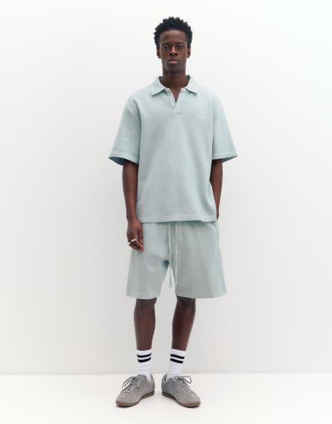 Pull&Bear - Ensemble avec polo en piqué - Gris bleuté - view 1