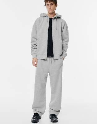 Pull & Bear - Ensemble avec sweat et pantalon de survêtement - Gris chiné