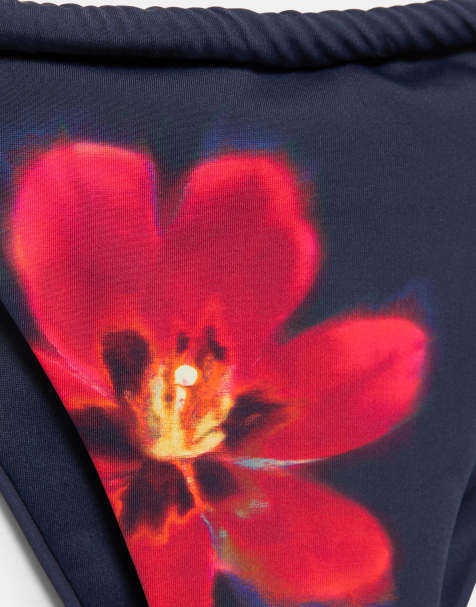 Pull&Bear - Ensemble de bikini à imprimé fleuri - Bleu - view 1