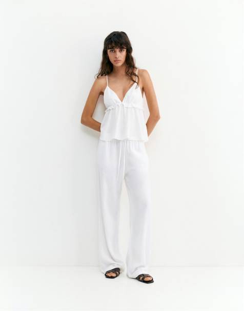 Pull&Bear - Ensemble en lin - Blanc - view 1