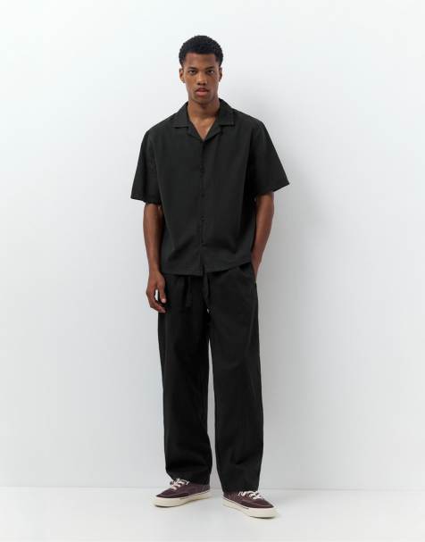 Pull&Bear - Ensemble en lin mélangé - Noir - view 1