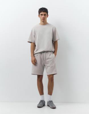 Pull & Bear - Ensemble t-shirt et bermuda basiques - Cendre-Gris