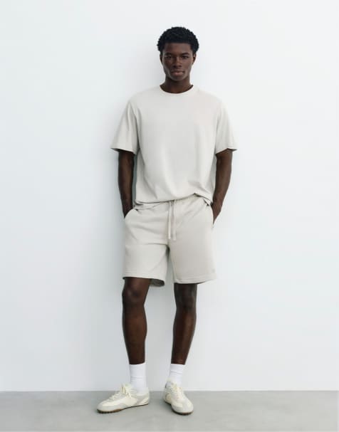 Pull&Bear - Ensemble t-shirt et bermuda basiques - Cendre - view 1