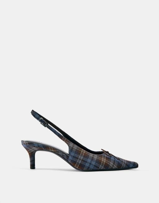 Pull&Bear escarpins slingback à carreaux multicolores, 1 de 5