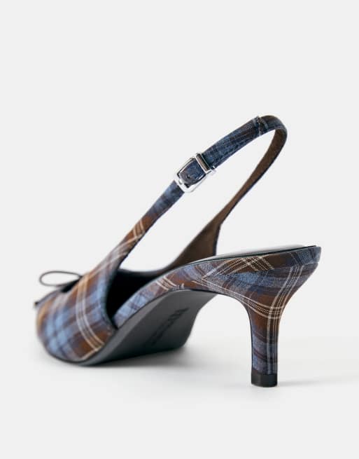 Pull&Bear escarpins slingback à carreaux multicolores, 3 de 5