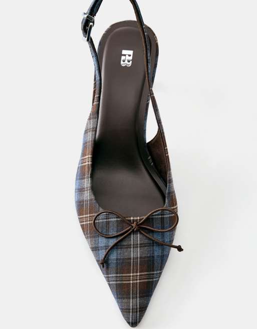 Pull&Bear escarpins slingback à carreaux multicolores, 4 de 5