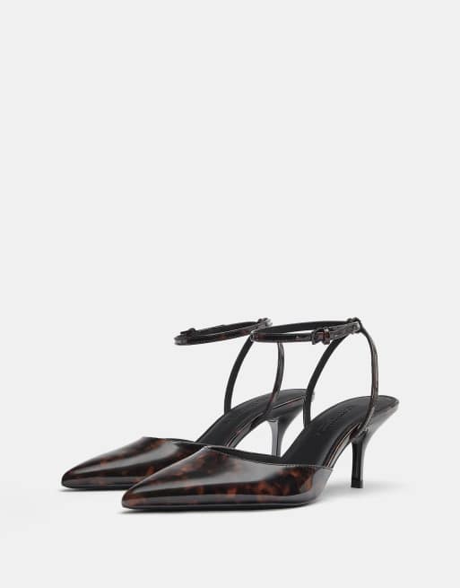 Pull&Bear Escarpins slingback à talons hauts marron, 2 de 5