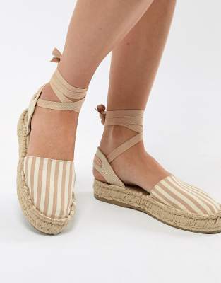 Pull & Bear espadrille with tie ankle-Pink