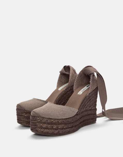 Pull&Bear - Espadrilles met sleehak in bruin - view 1