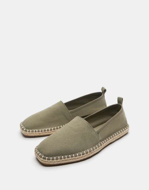 Pull&Bear - Espadrilles van jute in kaki, 2 van 4