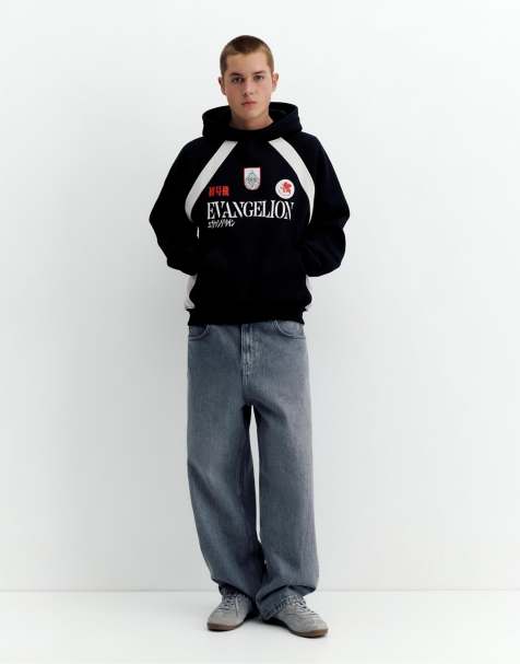 Pull&Bear - Evangelion - Felpa con cappuccio nera - view 1