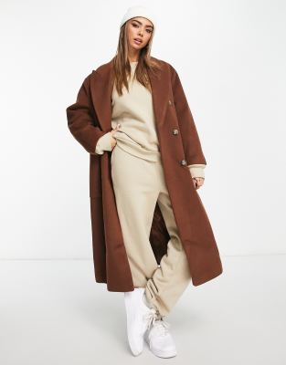 Pull Bear Exclusive Oversized Tailored Coat In Brown ModeSens