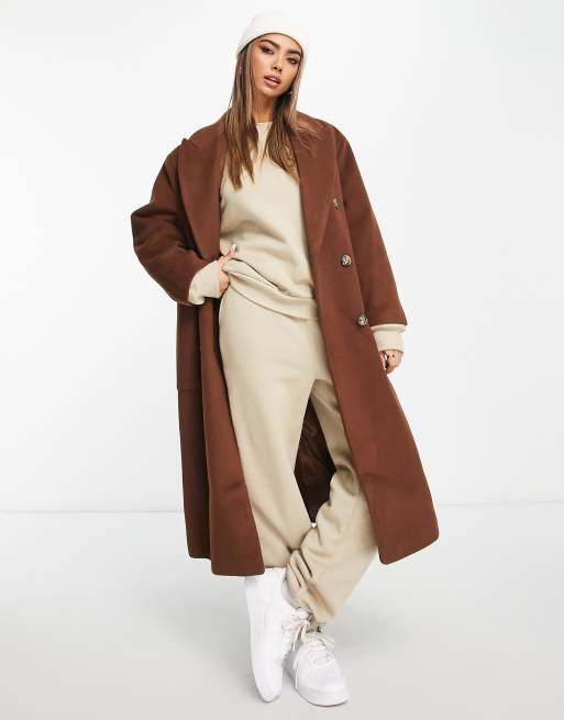 Pull&Bear Exclusive oversized tailored coat in brown | ASOS