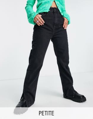 Pull&Bear Exclusive Petite 90's straight leg with split hem in black - ASOS Price Checker