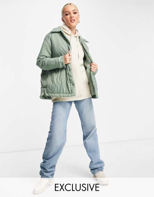 Pull&Bear - Exclusives - Licht gewatteerd nylon jack in saliegroen