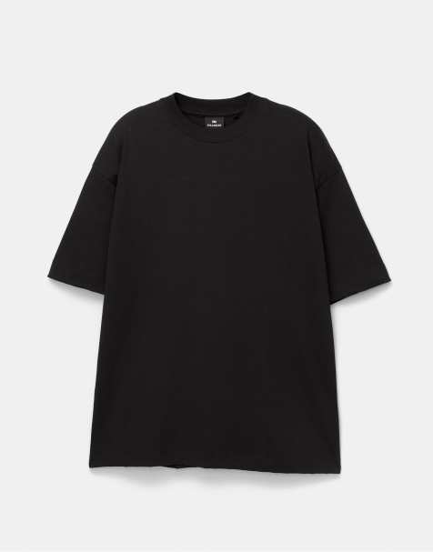 Pull&Bear - Extra losvallend T-shirt met korte mouwen in zwart - view 1